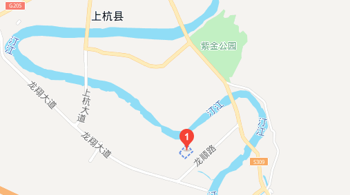 福建洲鹏实业上杭厂区及周边道路位置示意图