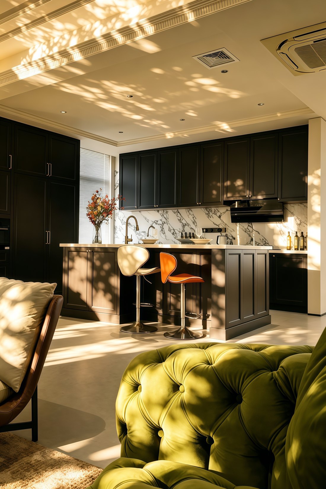 Open-plan kitchen and living area